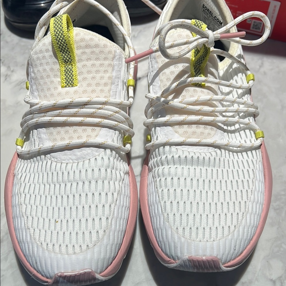 White and Pink Athletic Sneakers